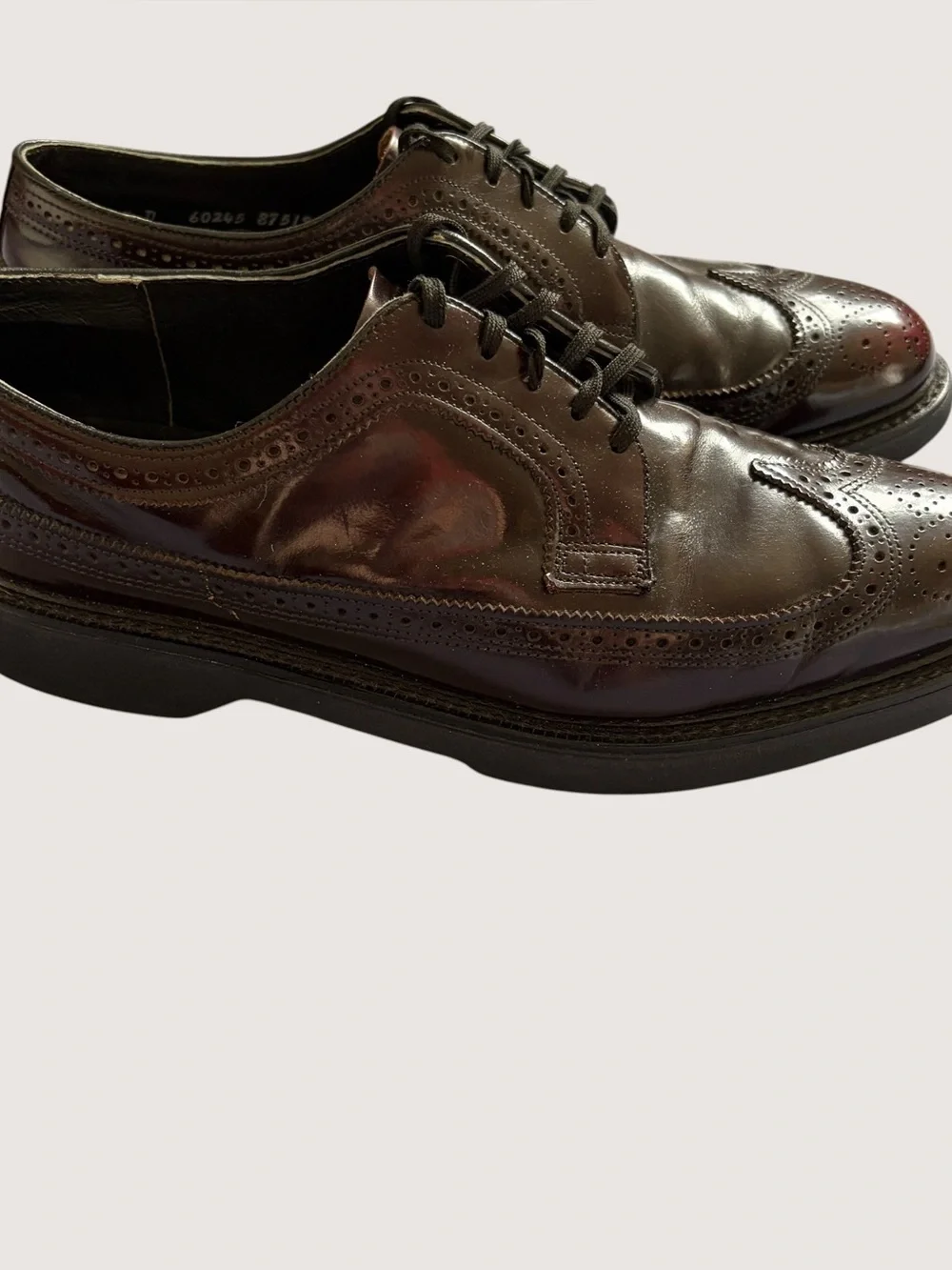 Men's Leather Wingtip Brogue Derby - Burnished Burgundy Brown